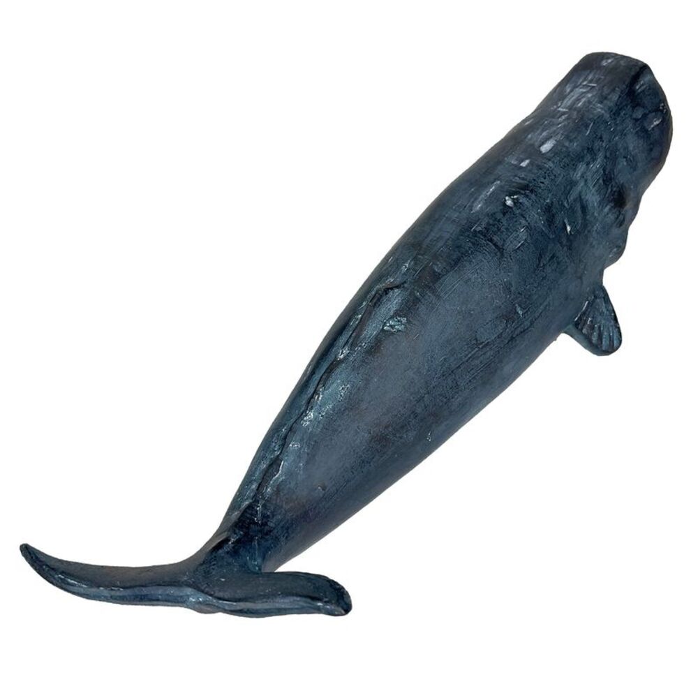 Sperm Whale Statue 15in Hand-Painted Resin Ocean Marine Decor Coastal Sculpture - Picture 9 of 9